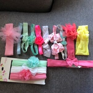 15 piece baby girl headband set and hat